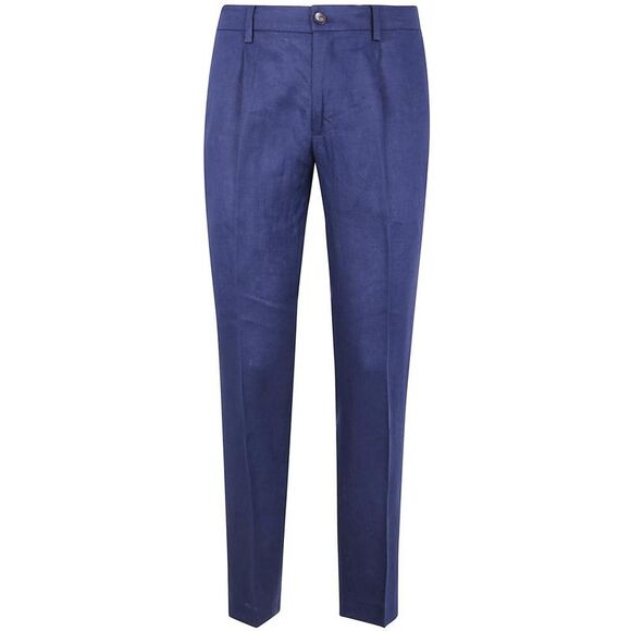 MICHAEL COAL Men's Pleated Linen Trousers Men BLUE Pants